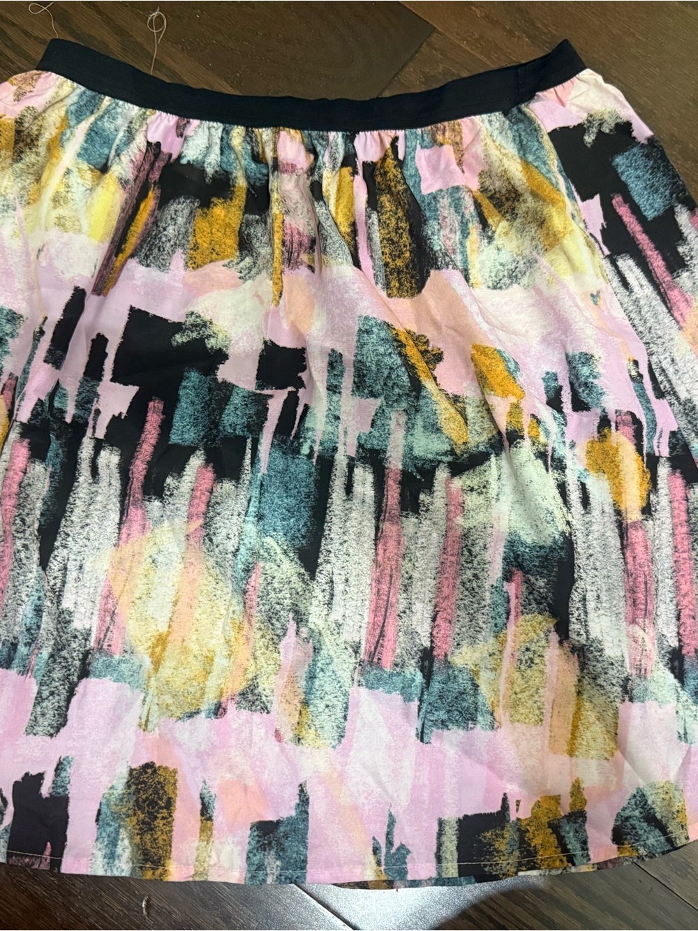 Trouve Pink Multi Abstract Circle Skirt